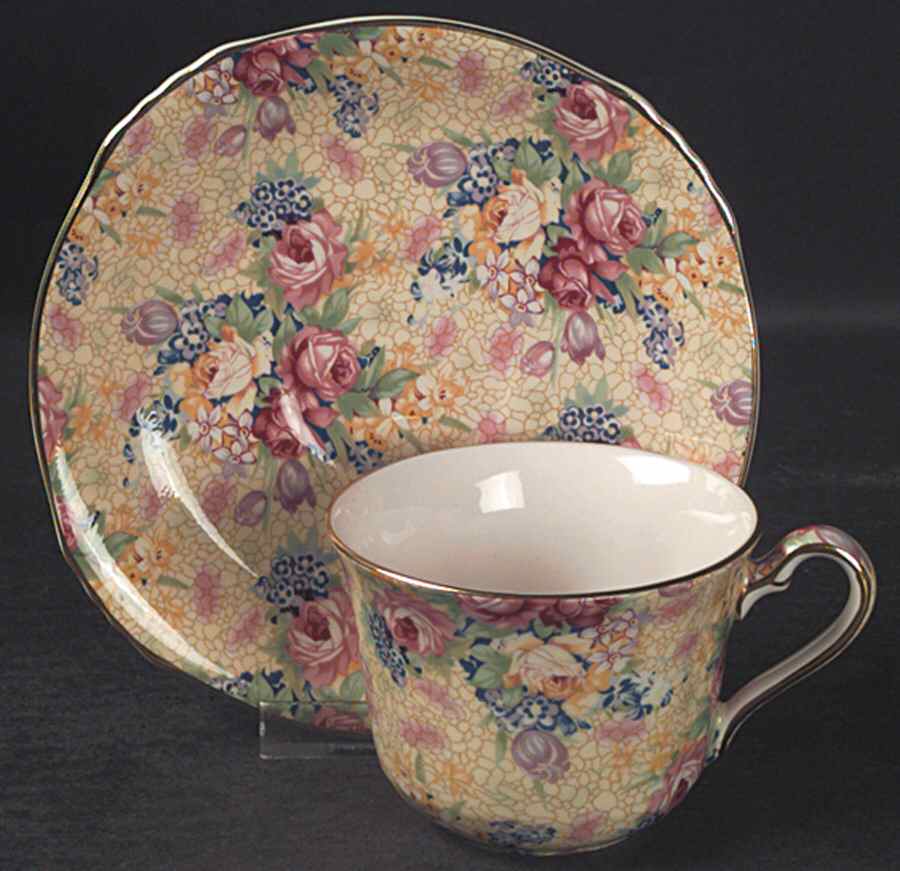 Welbeck (Earthenware, Intro 1995) Flat Cup & Saucer Set by Royal Winton-1