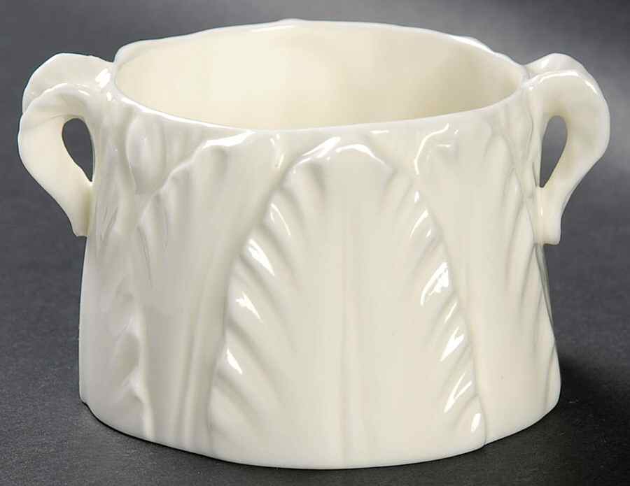 Fern White Open Sugar Bowl by Royal Worcester-1