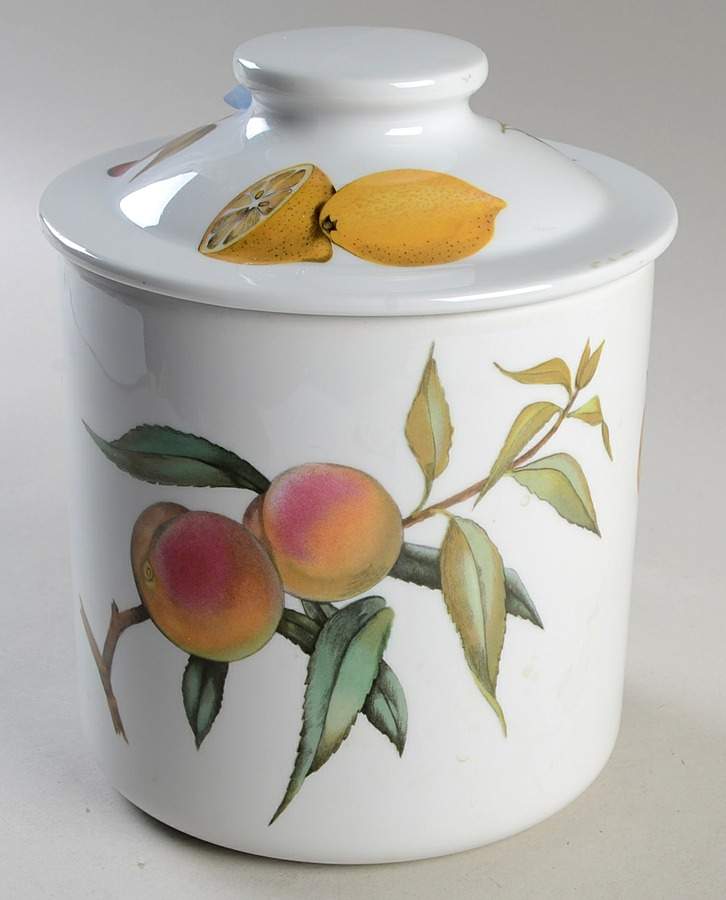 Evesham 'M' Medium Canister & Lid by Royal Worcester-1