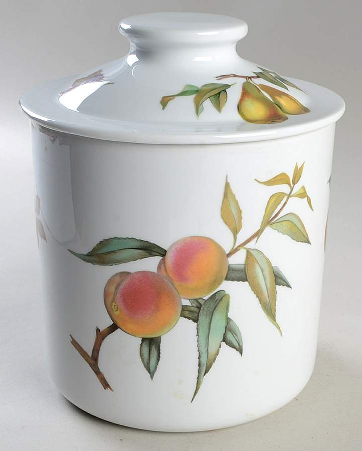 Evesham 'M' Large Canister & Lid by Royal Worcester-1