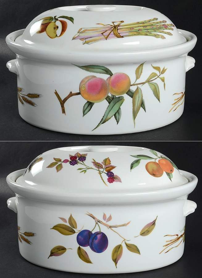 Evesham 'M' 7.5 Pt Deep Oval Covered Casserole by Royal Worcester-1