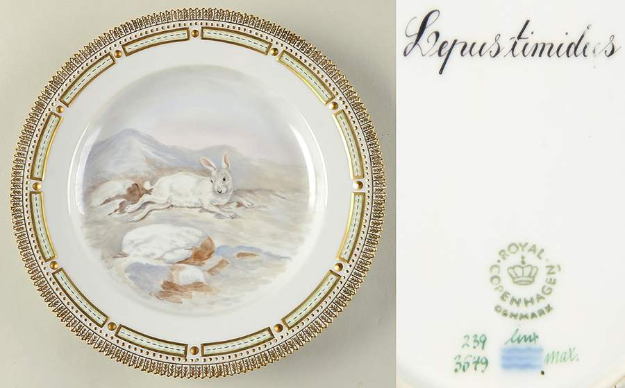 Flora Danica Game Series (Animals) Dinner Plate-Lepus timidus/Mountain Hare by Royal Copenhagen-1