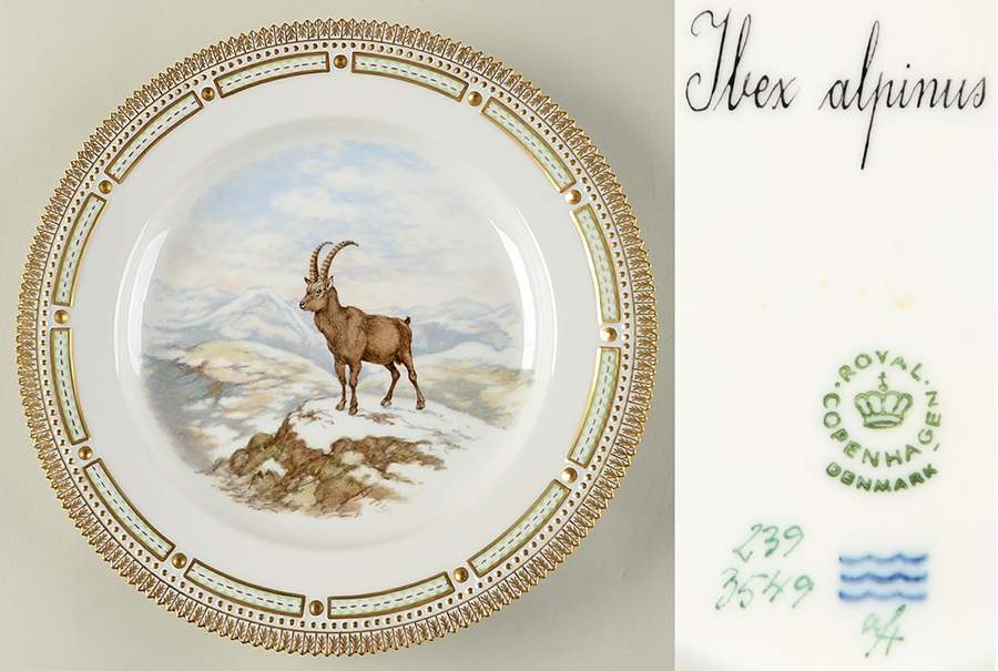 Flora Danica Game Series (Animals) Dinner Plate-Ibex alpinus/Wild Goat by Royal Copenhagen-1