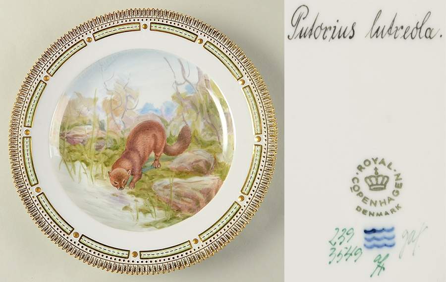Flora Danica Game Series (Animals) Dinner Plate-Putorius lutreola/European Mink by Royal Copenhagen-1