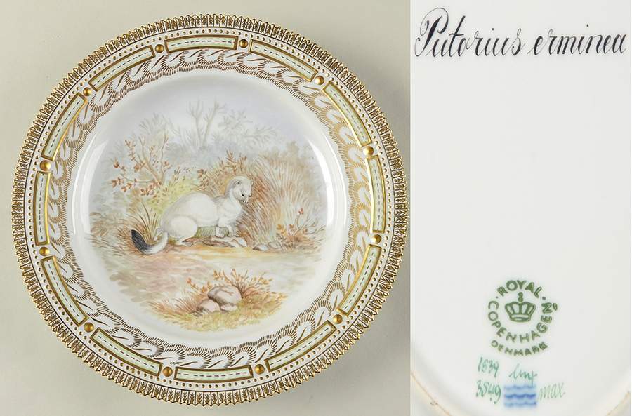 Flora Danica Game Series (Animals) Feathered Dinner Plate-Putorius erminea/Stoat by Royal Copenhagen-1