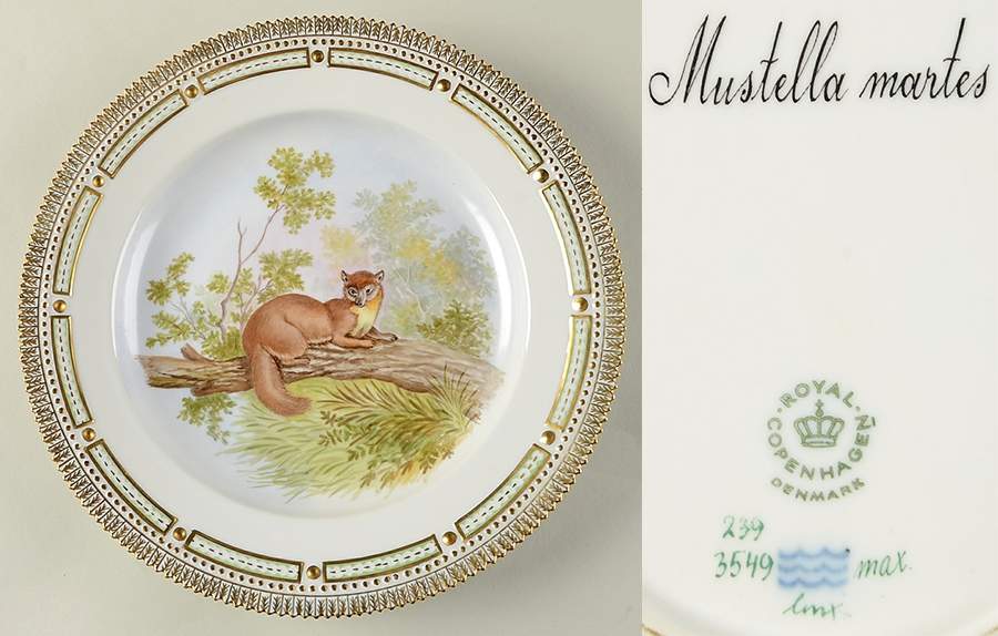 Flora Danica Game Series (Animals) Dinner Plate-Mustella martes/Pine Marten by Royal Copenhagen-1