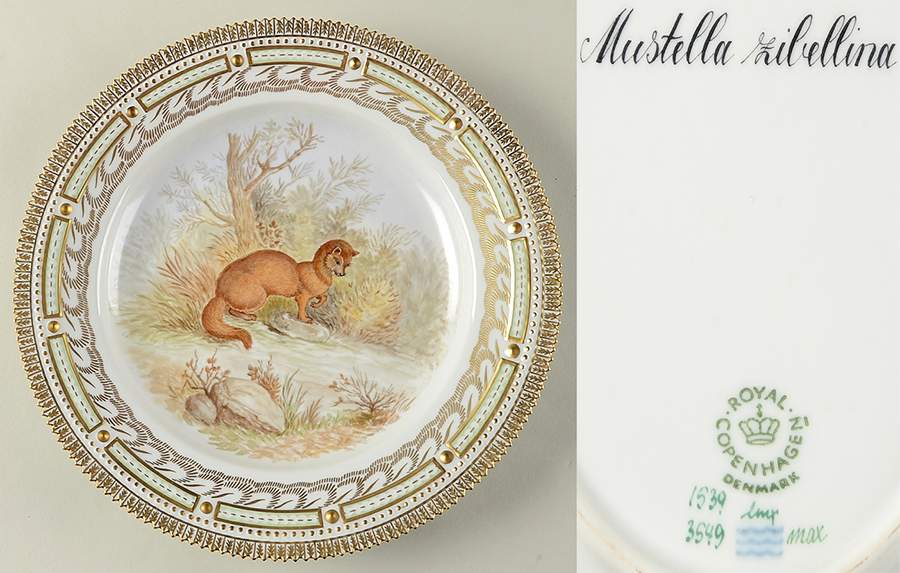 Flora Danica Game Series (Animals) Feathered Dinner Plate-Mustella gibellina/Ferret by Royal Copenhagen-1