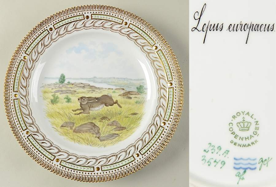 Flora Danica Game Series (Animals) Feathered Dinner Plate-Lepus europaeus/Hare by Royal Copenhagen-1