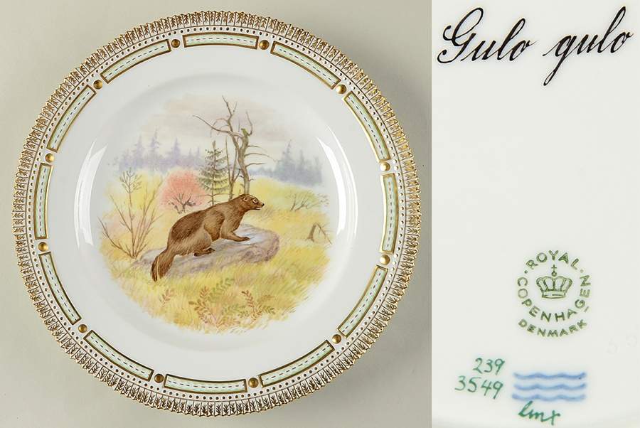 Flora Danica Game Series (Animals) Dinner Plate-Gulo gulo/Wolverine by Royal Copenhagen-1