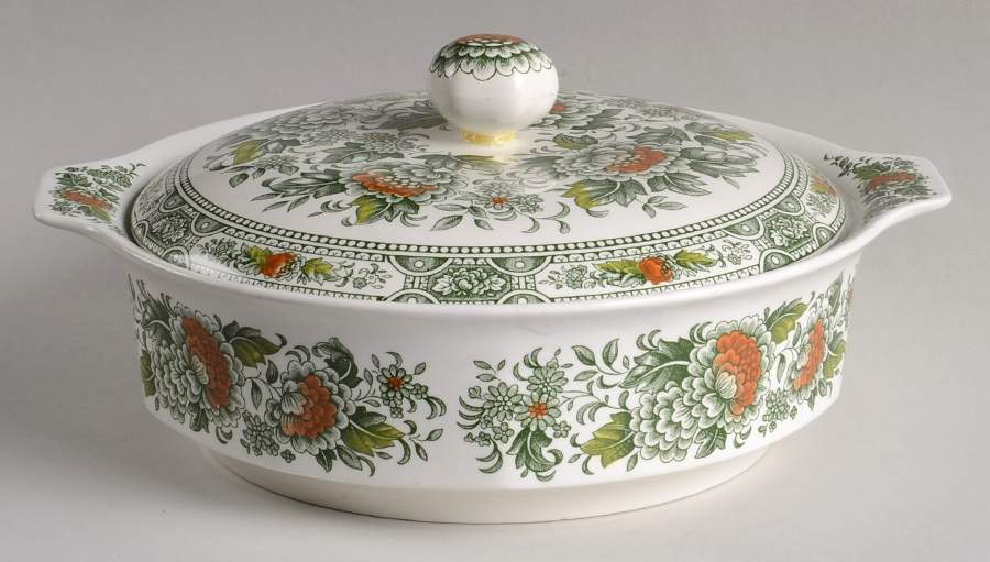 Canterbury Green Multicolor Round Covered Vegetable by Ridgway (Ridgways)-1