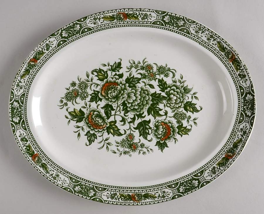Canterbury Green Multicolor 12" Oval Serving Platter by Ridgway (Ridgways)-1