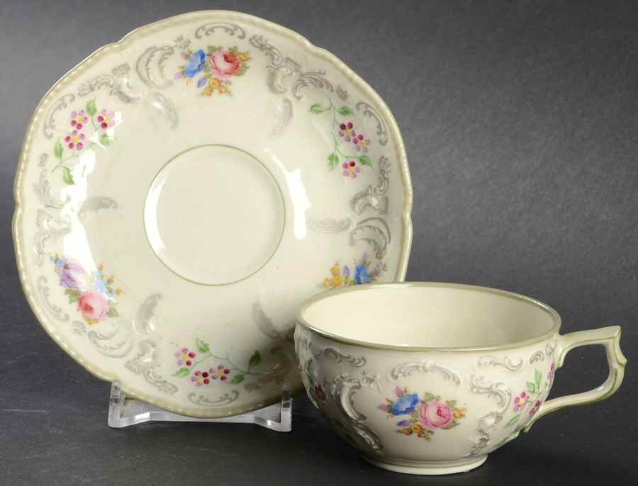 3319 (Green Trim) Flat Cup & Saucer Set by Rosenthal - Continental-1