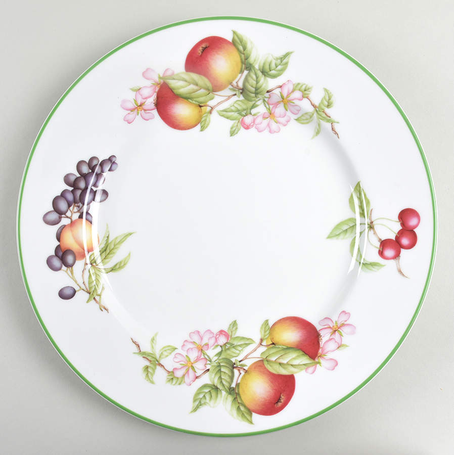 Country Lane (Brushed Green Trim) 12" Chop Plate (Round Platter) by Royal Doulton-1