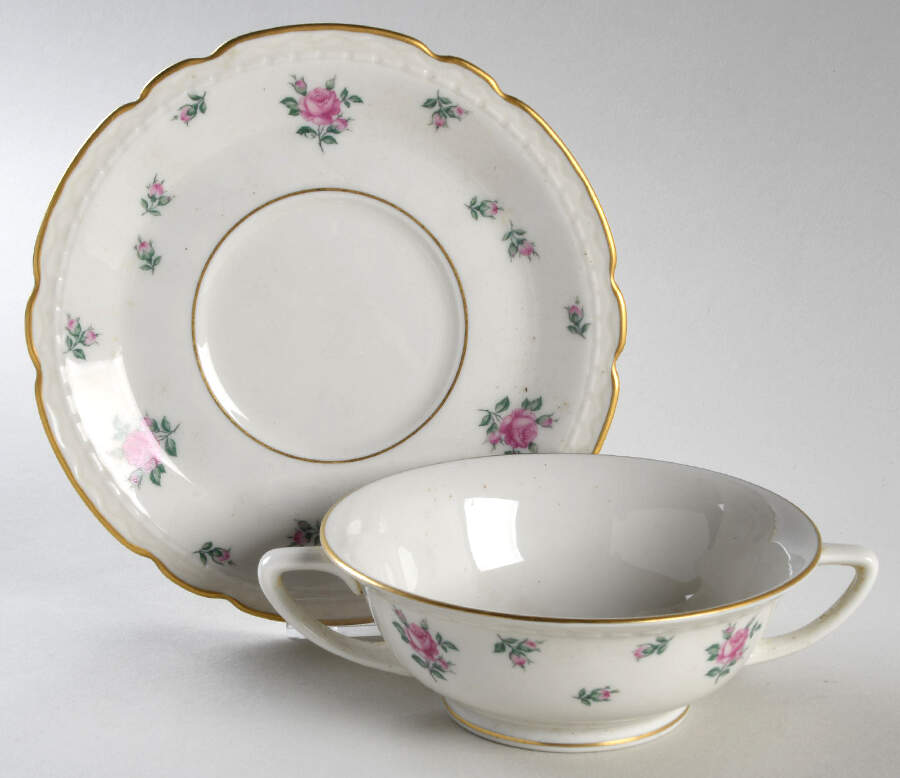 ROJ133 Footed Cream Soup Bowl & Saucer Set by Royal Jackson-1