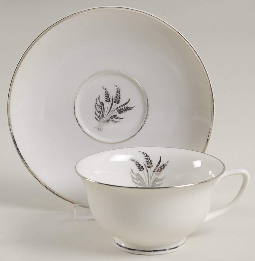 Silver Harvest Footed Cup & Saucer Set by Royal Chatham-1