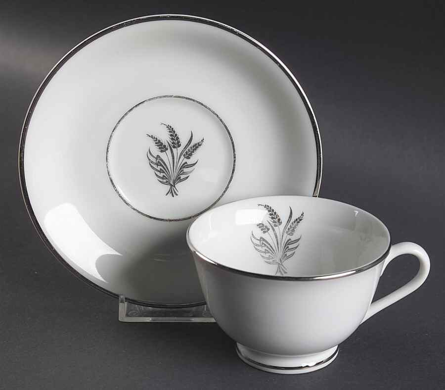 Silver Harvest Footed Cup & Saucer Set by Royal Chatham-1