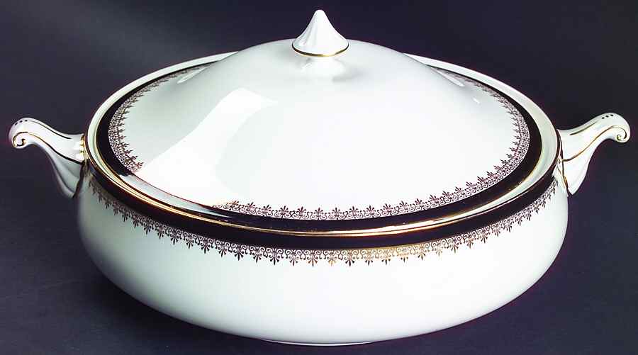 Viscount Black Round Covered Vegetable by Royal Grafton-1