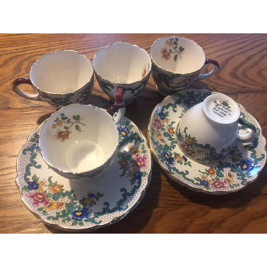 Victoria Footed Cup & Saucer Set by Royal Cauldon-1