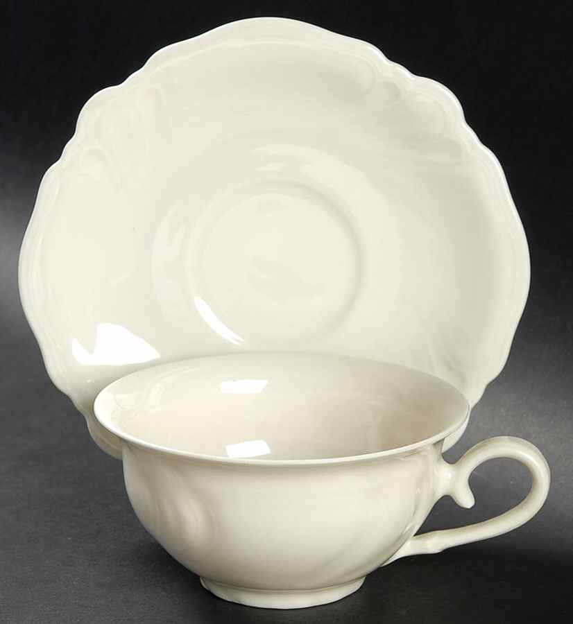 Viktoria Cream Flat Cup & Saucer Set by Rosenthal - Continental-1