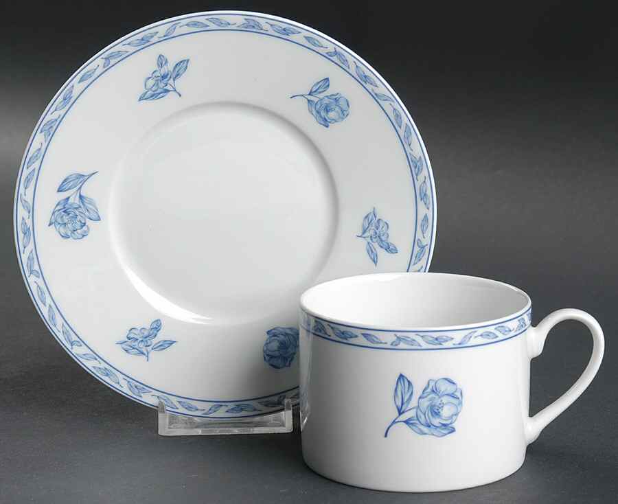 Blue Elegance Roses Flat Cup & Saucer Set by Rosenthal - Continental-1