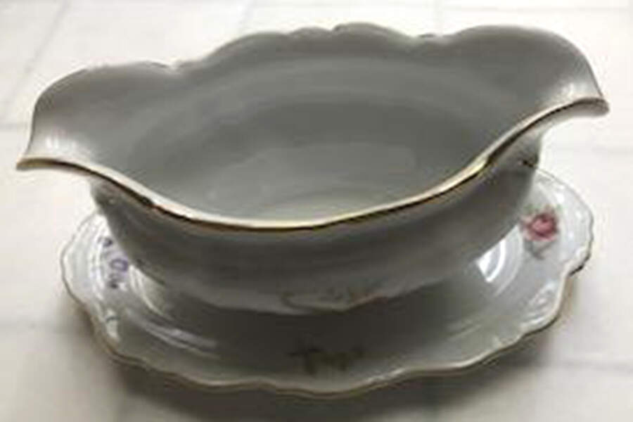 Garden Flower Gravy Boat with Attached Underplate by Royal Heidelberg-1
