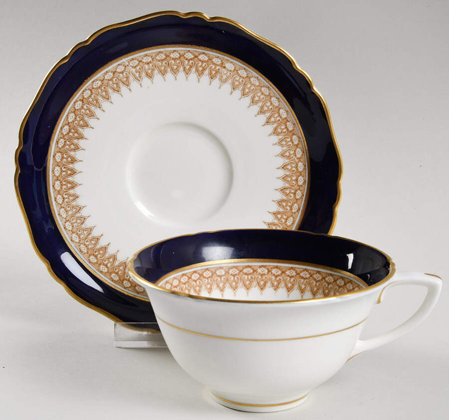 Admiration Blue Footed Cup & Saucer Set by Royal Worcester-1