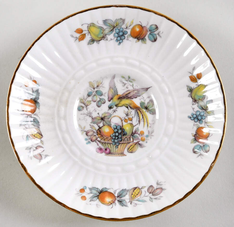 Bird and Fruit Saucer for Footed Cup by Royal Tara-1