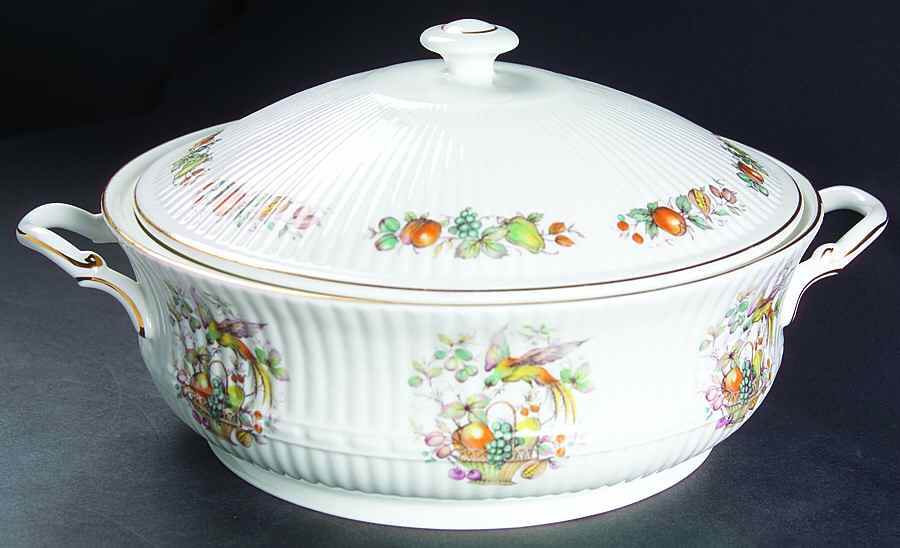 Bird and Fruit Round Covered Vegetable by Royal Tara-1