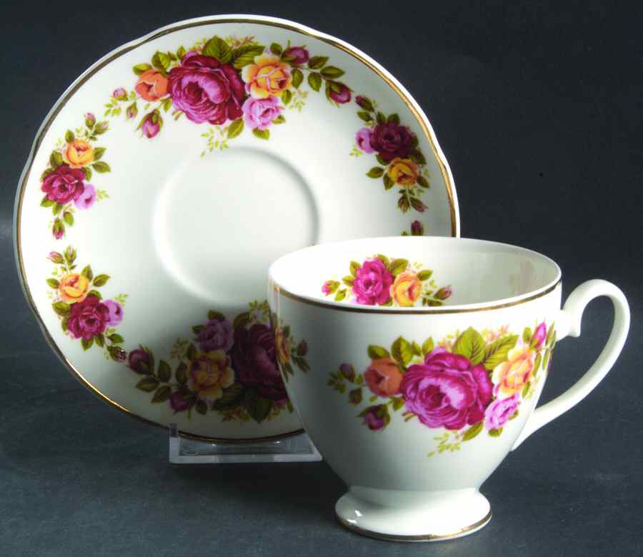 RNG1 Footed Cup & Saucer Set by Rose of England-1