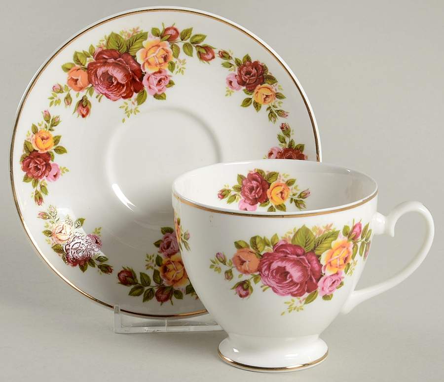 RNG1 Footed Cup & Saucer Set by Rose of England-1