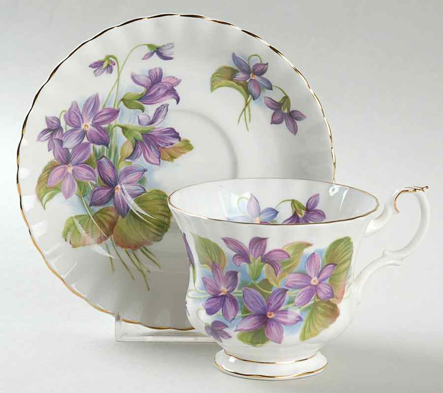 Purple Violet Footed Cup & Saucer Set by Royal Albert-1