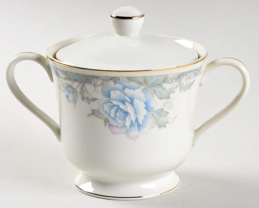 Bouquets of Blue Sugar Bowl & Lid by Royal Limited-1