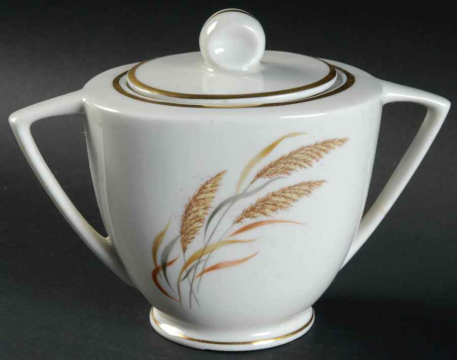 Golden Wheat Sugar Bowl & Lid by Royal Chatham-1