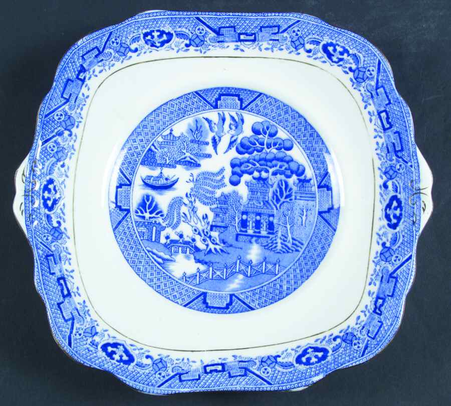 Blue Willow Square Handled Cake Plate by Royal Grafton-1