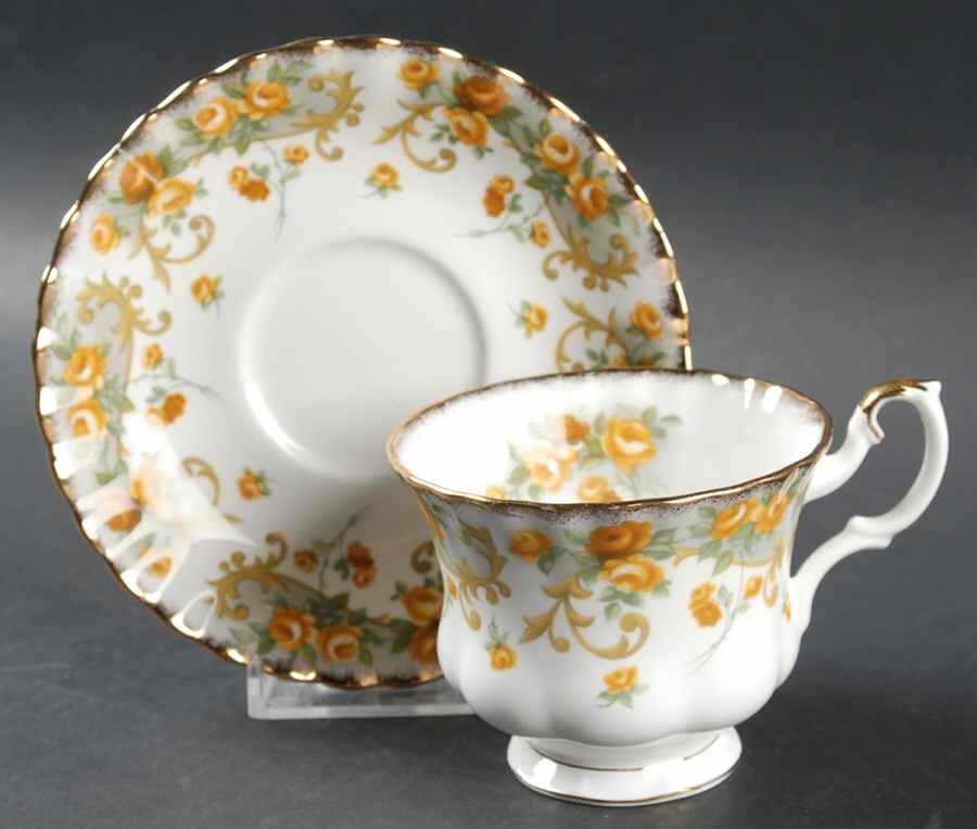 Marjorie (Sheraton Series) Footed Cup & Saucer Set by Royal Albert-1