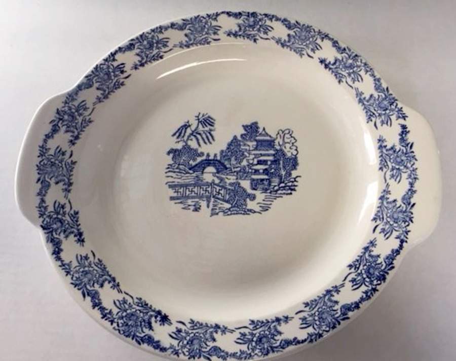 RYL92 Blue Handled Cake Plate by Royal (USA)-1