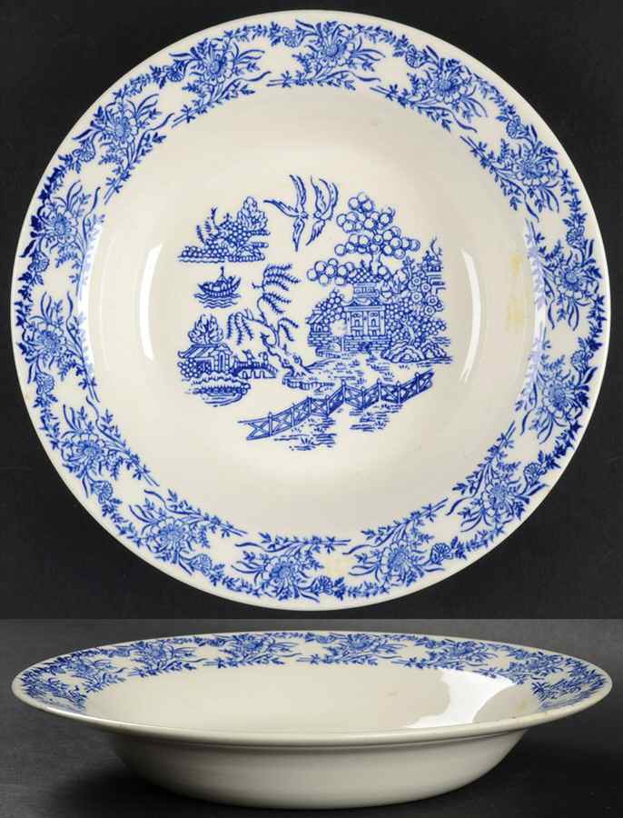 RYL92 Blue Rim Soup Bowl by Royal (USA)-1