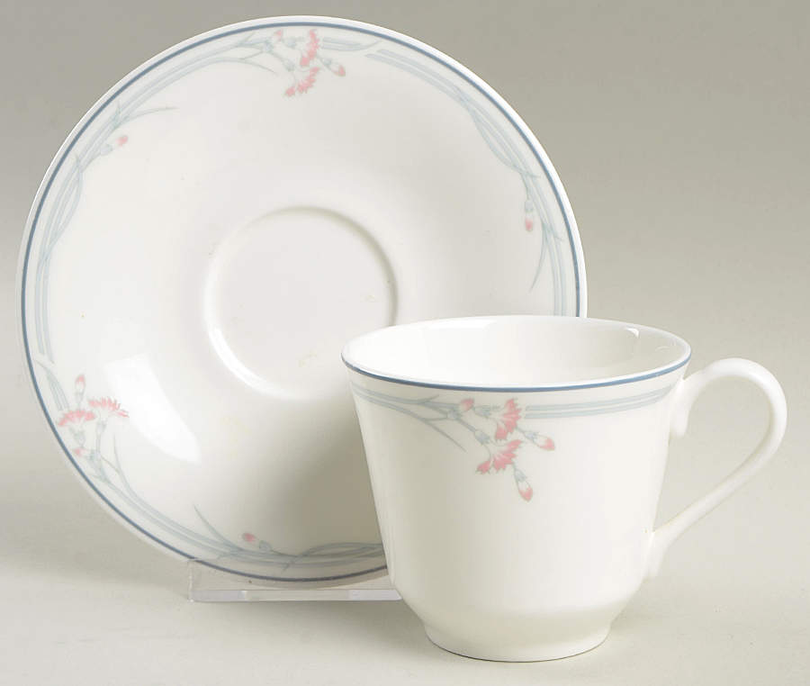 Carnation (Hotelware) Flat Cup & Saucer Set by Royal Doulton-1