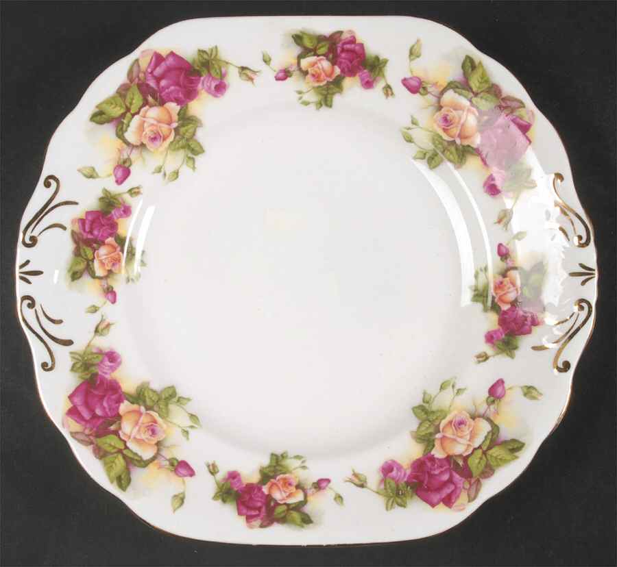 Golden Rose (Brushed Gold) Square Handled Cake Plate by Royal Chelsea-1