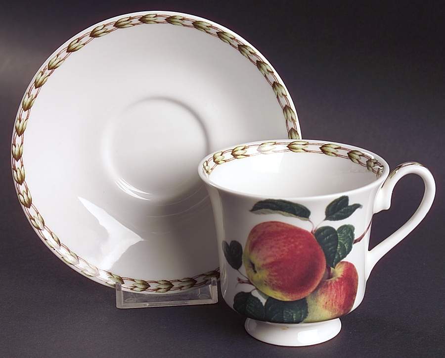 Hooker's Fruit (Bone, Not Made in England) Footed Cup & Saucer Set by Rosina-Queens-1