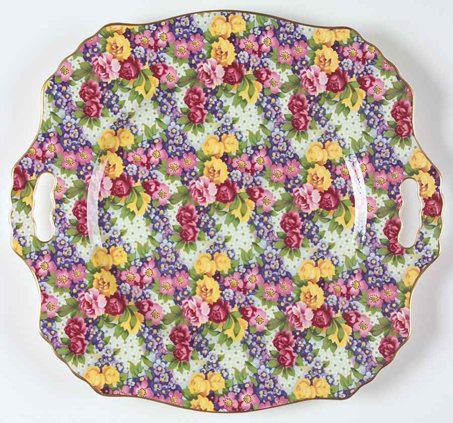 Julia (Earthenware, Circa 1995) Square Handled Cake Plate by Royal Winton-1