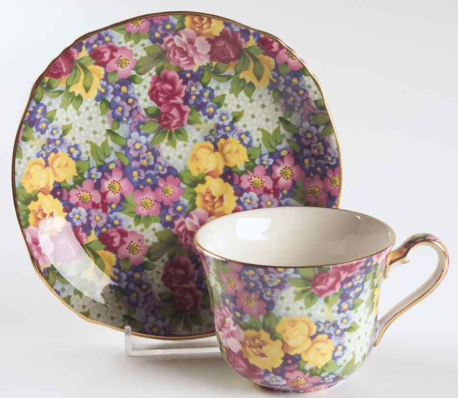Julia (Earthenware, Circa 1995) Flat Cup & Saucer Set by Royal Winton-1