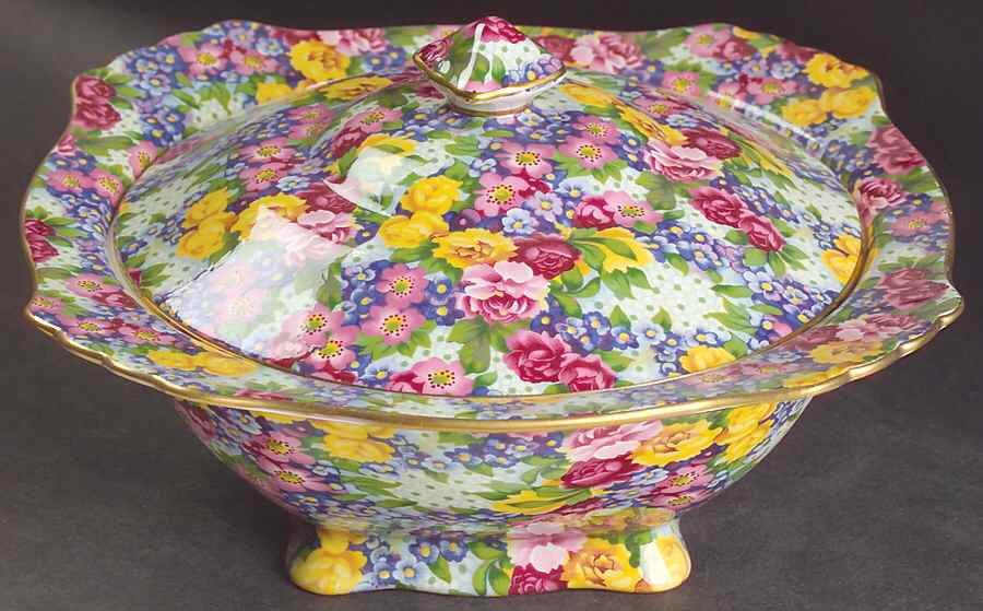Julia (Earthenware, Circa 1995) Square Covered Vegetable by Royal Winton-1