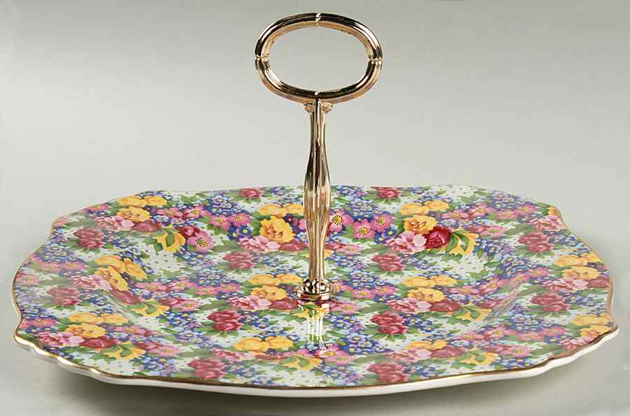 Julia (Earthenware, Circa 1995) Round Serving Plate with Handle (DP) by Royal Winton-1