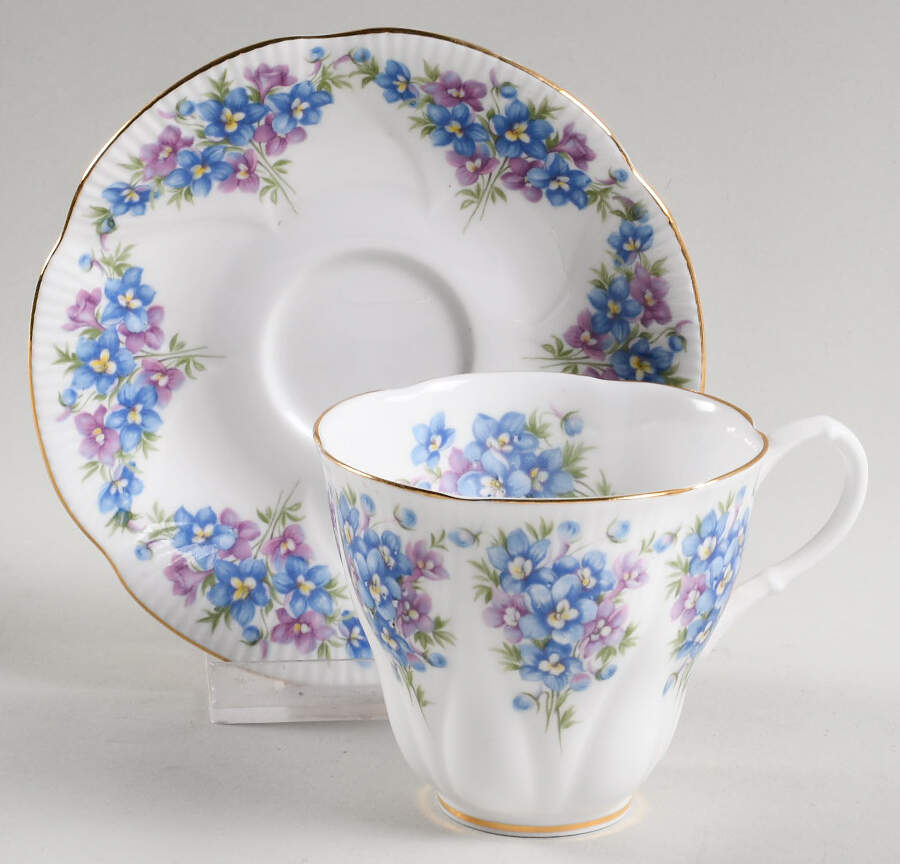 Dainty Dina Series Flat Cup & Saucer Set by Royal Albert-1