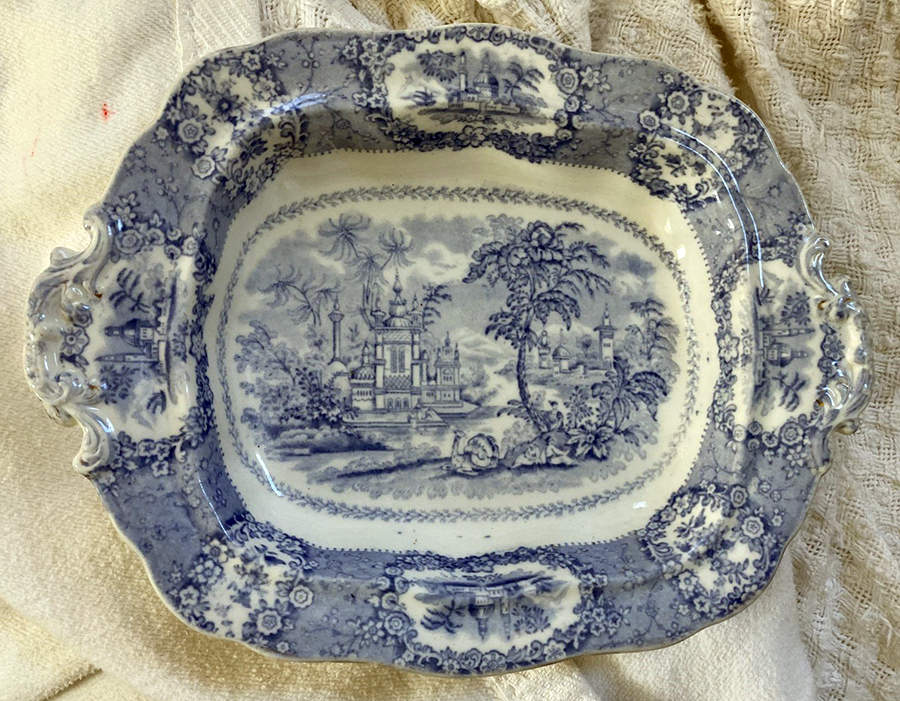 Oriental (Transferware, Blue) Rectangular Vegetable Bowl No Lid by Ridgway (Ridgways)-1