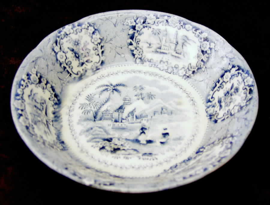 Oriental (Transferware, Blue) Fruit/Dessert (Sauce) Bowl by Ridgway (Ridgways)-1