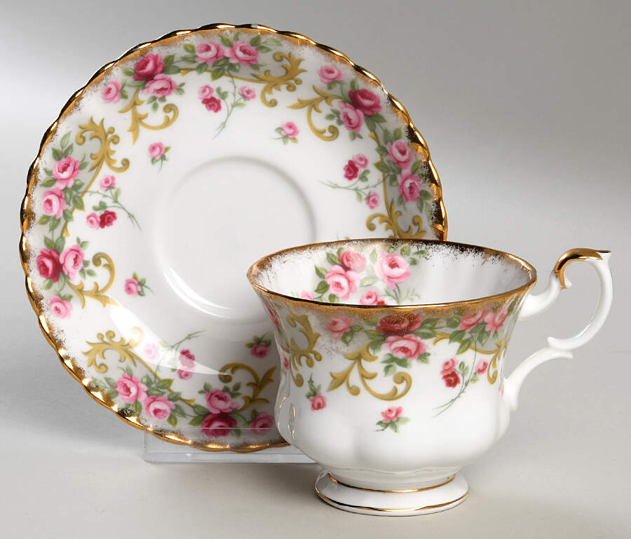 Rosemary (Sheraton Series) Footed Cup & Saucer Set by Royal Albert-1