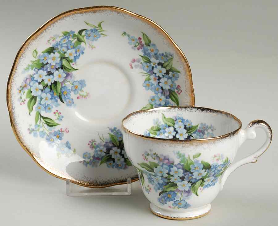Forget Me Not Footed Cup & Saucer Set by Royal Standard-1