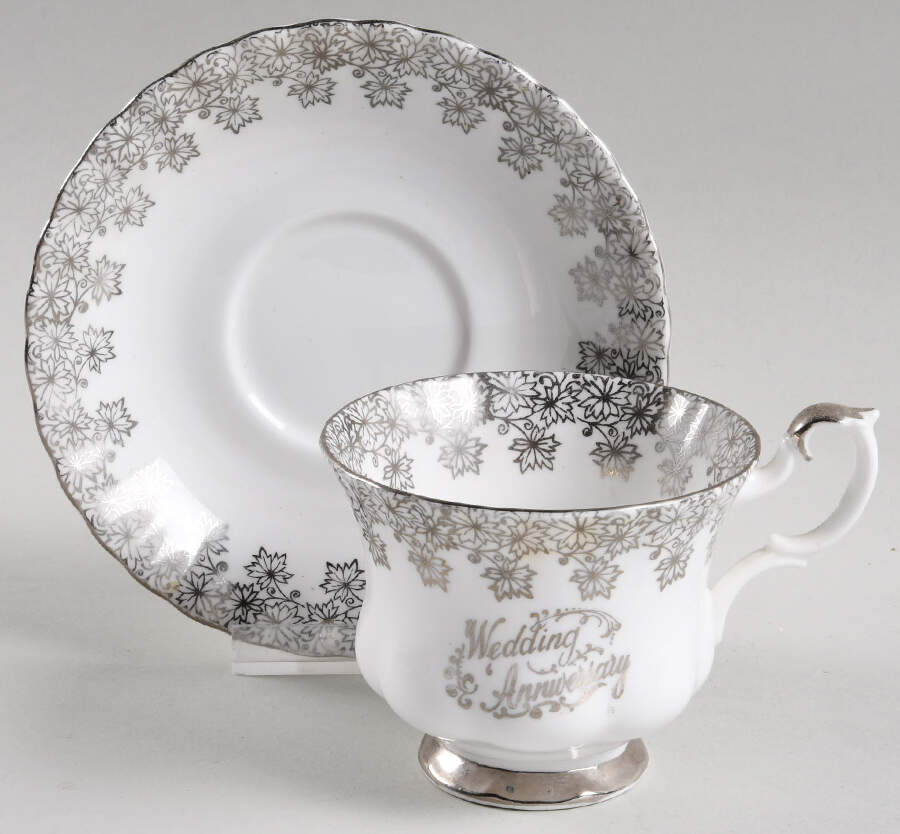 Anniversary Platinum Footed Cup & Saucer Set by Royal Albert-1